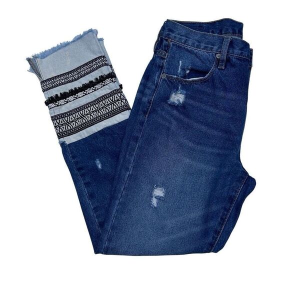 BLANKNYC Miss Molly Jeans Women's Size 27 Blue High Rise Tapered Raw Frayed Hem - Picture 3 of 12